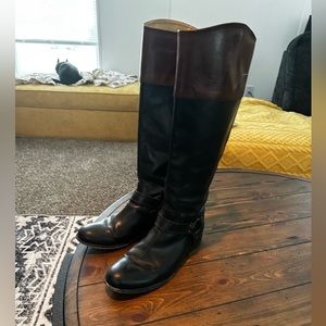 Frye two tone tall leather boots